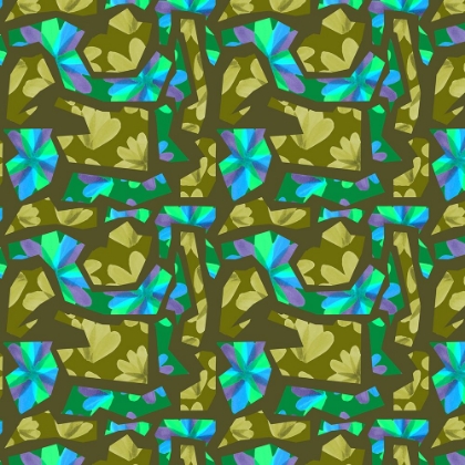 Picture of FLORAL DUO CUTOUTS OLIVE BLUE ON GREEN
