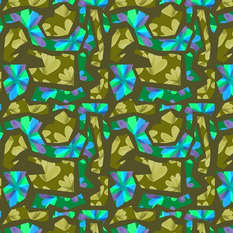 Picture of FLORAL DUO CUTOUTS OLIVE BLUE ON GREEN