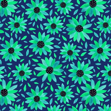 Picture of FLORAL POLKA DOT CENTER TURQUOISE ON NAVY