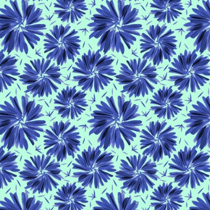 Picture of FLORAL TWIRL NAVY BLUE ON MINT