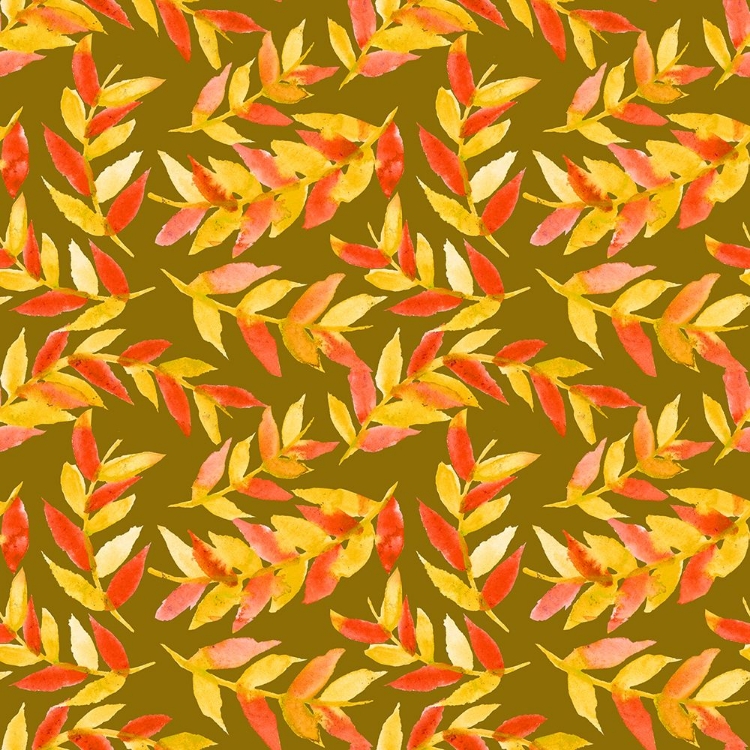 Picture of LEAVES CURVED YELLOW ORANGE ON OLIVE