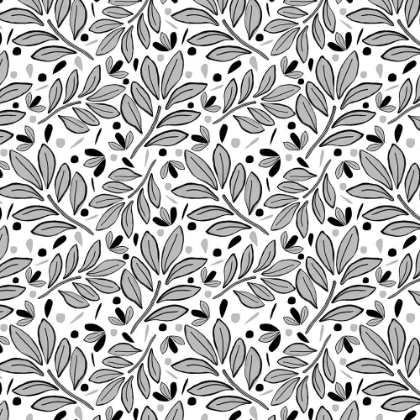 Picture of LUSHY LEAVES BLACK WHITE