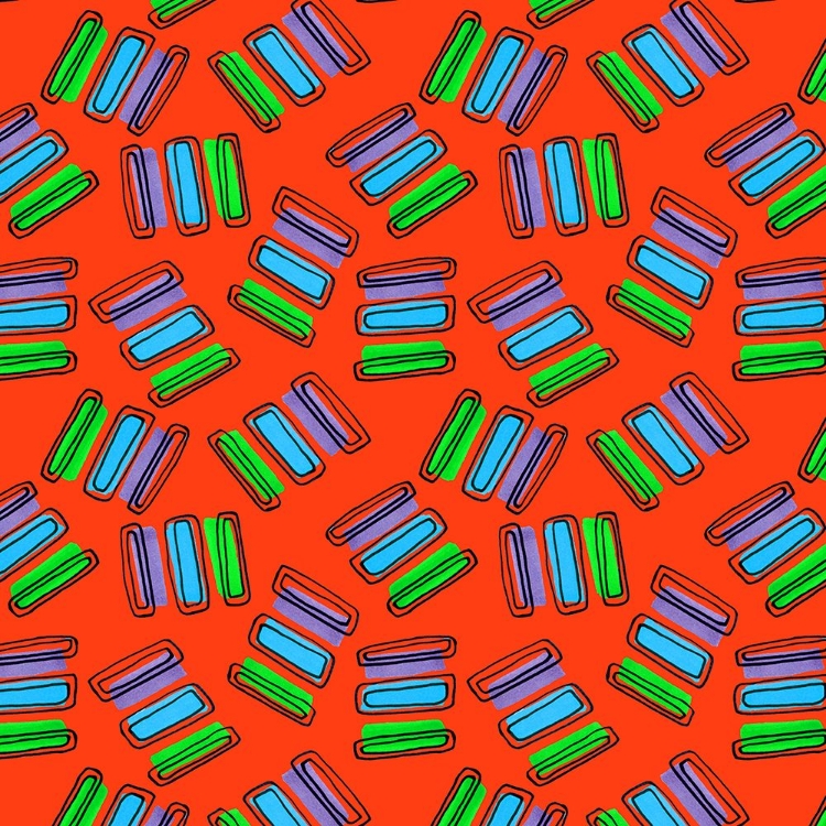 Picture of RECTANGLES PURPLE ORANGE GREEN ON ORANGE
