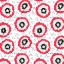 Picture of RED GRAY FLOWER FRINGES POLKA DOT