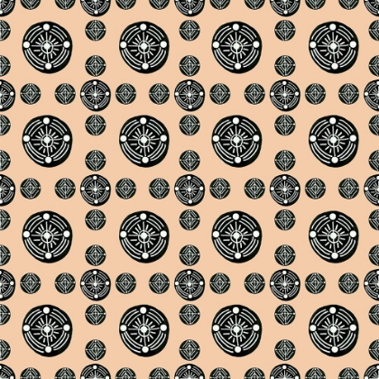 Picture of TRIBAL ETHNIC CIRCLES GEOMETRIC BLACK WHITE ON BROWN