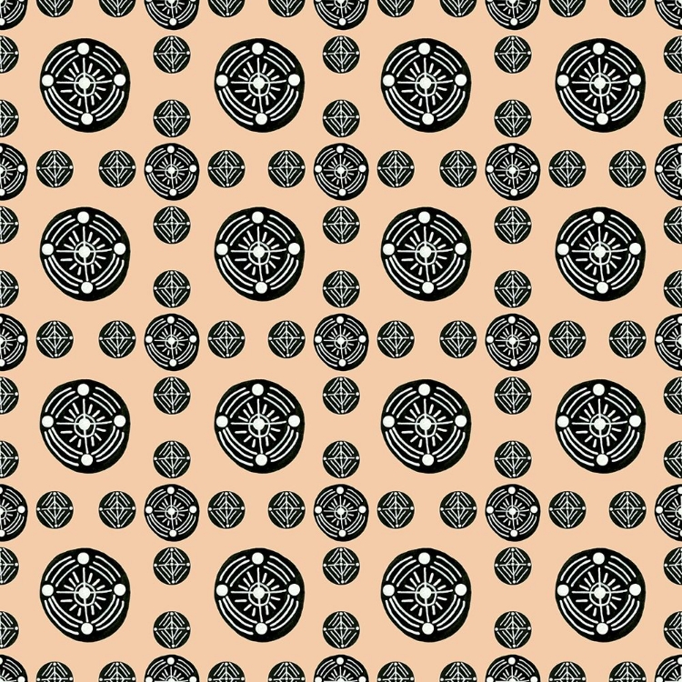 Picture of TRIBAL ETHNIC CIRCLES GEOMETRIC BLACK WHITE ON BROWN