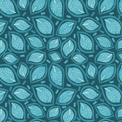 Picture of TURQUOISE ON TURQUOISE SCATTERED LEAVES POLKA DOT