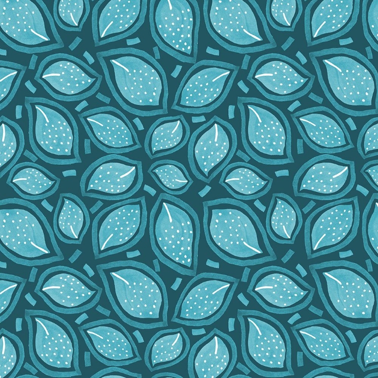 Picture of TURQUOISE ON TURQUOISE SCATTERED LEAVES POLKA DOT