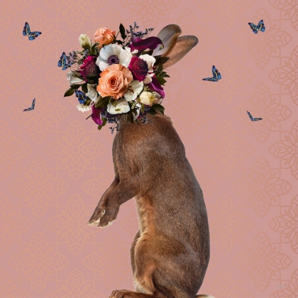 Picture of SPRING FLOWER BONNET ON RABBIT