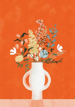 Picture of FLOWERS IN VASE, RED