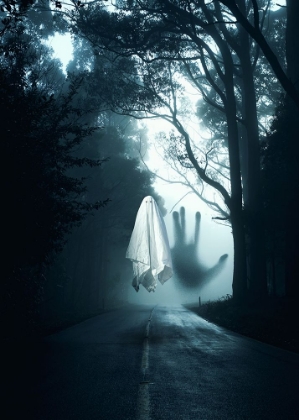 Picture of GHOST HALLOWEEN IN THE DARK ROAD