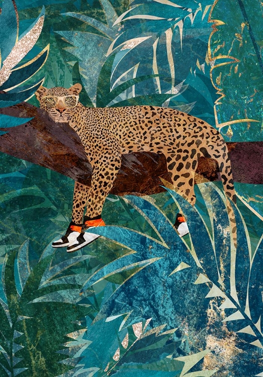 Picture of LEOPARD WEARING SNEAKERS IN JUNGLE