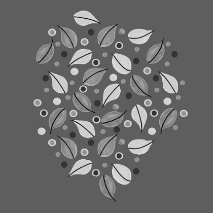 Picture of BLACK AND WHITE FALLEN LEAVES ON GRAY