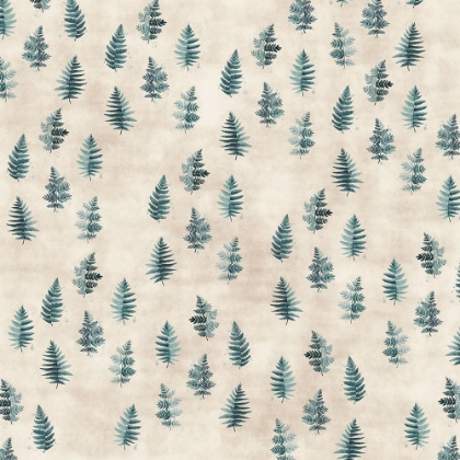 Picture of TEAL WATERCOLOR FERNS PLACED PATTERN