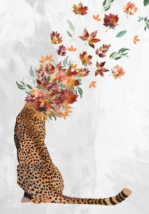 Picture of CHEETAH AUTUMN LEAVES HEAD