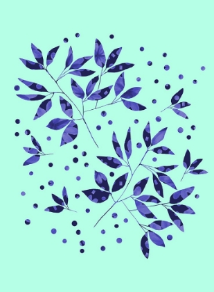 Picture of FLORAL BRANCHES BLUE PATTERN ON MINT COPY