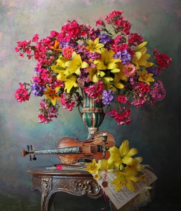 Picture of STILL LIFE WITH VIOLIN AND FLOWERS