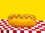 Picture of HOT DOG WITH MUSTARD RED CHECK YELLOW