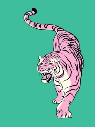 Picture of TIGER IN LIGHT PINK AND GREEN