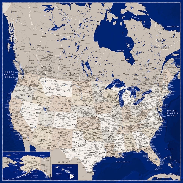 Picture of HIGHLY DETAILED MAP OF THE UNITED STATES, KAMERYN