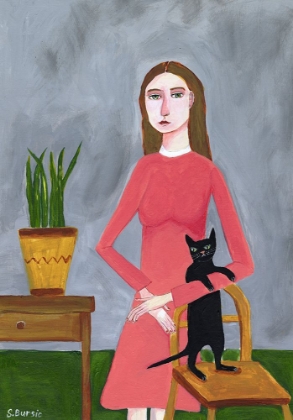Picture of CAT LADY WITH BLACK CAT