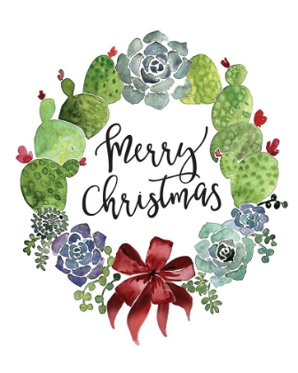 Picture of CACTI AND SUCCULENT MERRY CHRISTMAS WREATH