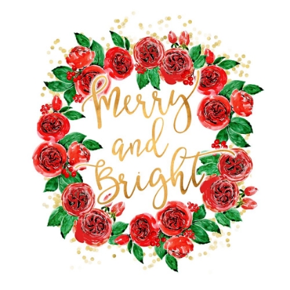 Picture of MERRY AND BRIGHT WREATH OF RED ENGLISH ROSES