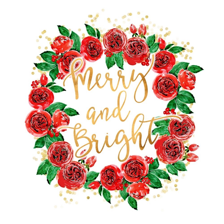 Picture of MERRY AND BRIGHT WREATH OF RED ENGLISH ROSES