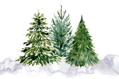 Picture of THREE WATERCOLOR CHRISTMAS TREES