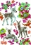 Picture of WINTER DEER, GREEN FLOWERS