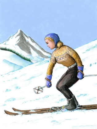 Picture of GIRL SKIING DOWNHILL