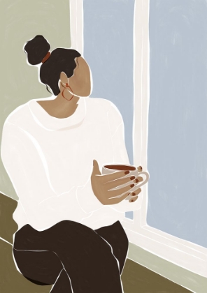 Picture of WOMAN ENJOYING A CUP OF TEA ART PRINT