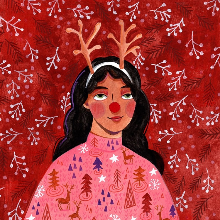 Picture of MODERN ABSTRACT CHRISTMAS PORTRAIT WOMAN