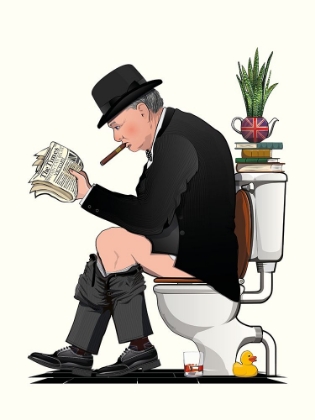 Picture of WINSTON CHURCHILL ON TOILET