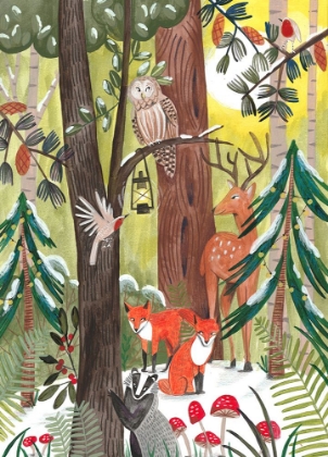 Picture of GREEN CHRISTMAS FOREST WITH ANIMALS