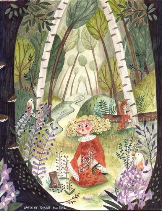 Picture of PRINCESS IN THE FOREST WITH FLOWERS