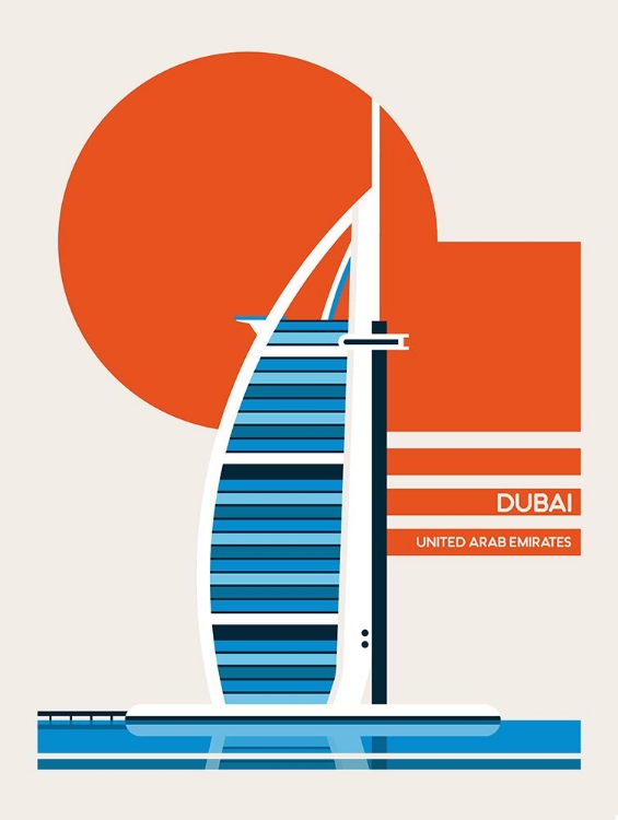 Picture of DUBAI BURJ AL ARAB MINIMALIST RETRO TRAVEL PRINT