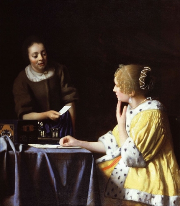Picture of LADY MAIDSERVANT HOLDING LETTER - JOHANNES VERMEER