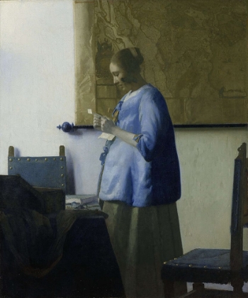 Picture of WOMAN READING A LETTER - JOHANNES VERMEER