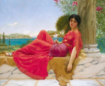 Picture of LEANING AGAINST A COLUMN - JOHN WILLIAM GODWARD