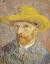 Picture of SELF PORTRAIT WITH YELLOW HAT - VINCENT VAN GOGH