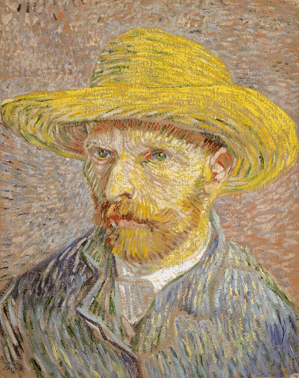 Picture of SELF PORTRAIT WITH YELLOW HAT - VINCENT VAN GOGH