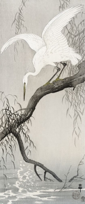 Picture of WHITE HERON ON TREE BRANCH - OHARA KOSON