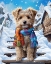 Picture of DOG WITH SCARF ON THE STAIRS