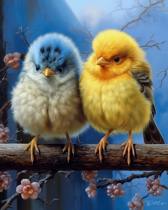 Picture of SMALL BIRDS COCKS AND BLUE