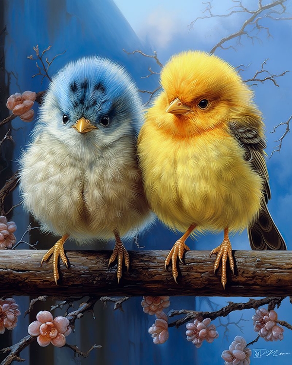 Picture of SMALL BIRDS COCKS AND BLUE