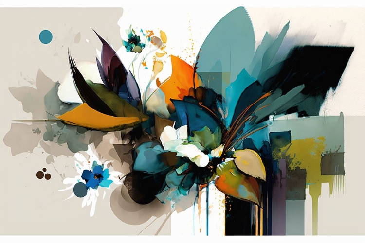 Picture of OIL PAINTING EXPRESSIVE FLOWERS BLUE 4