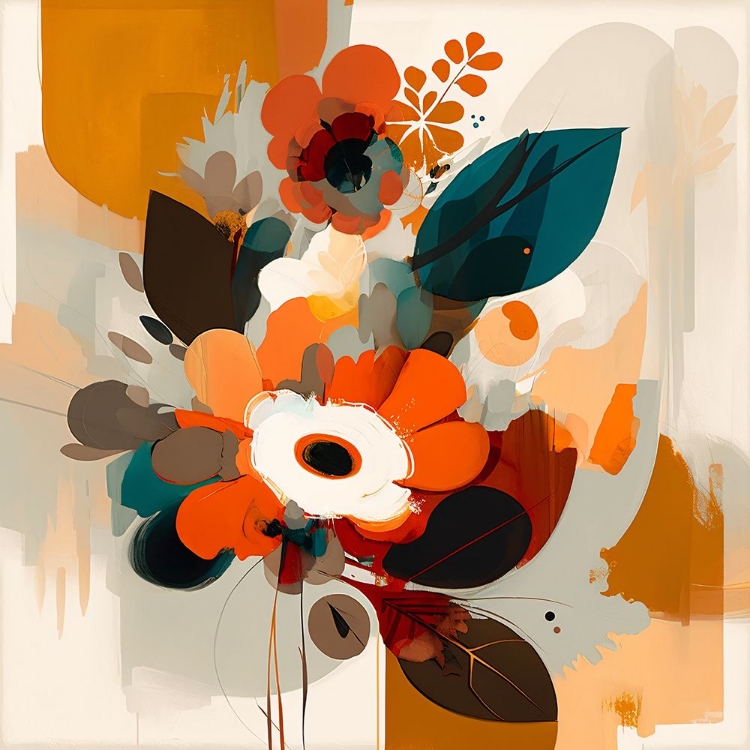 Picture of OIL PAINTING EXPRESSIVE FLOWERS ORANGE 9