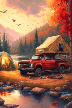 Picture of PICKUP TRUCK AND TENT AT THE CAMPSITE 8