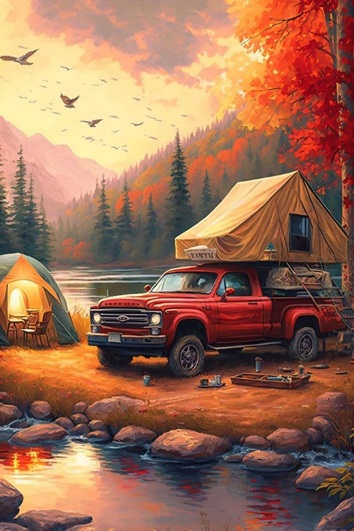 Picture of PICKUP TRUCK AND TENT AT THE CAMPSITE 8